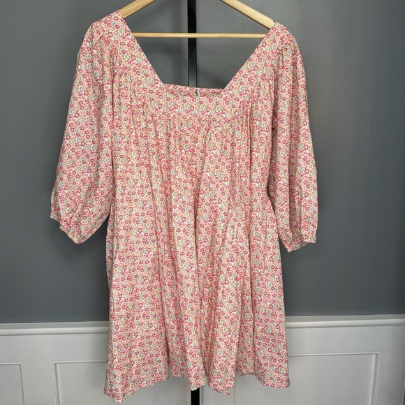 Storia Women's Floral Puff Sleeve Babydoll Mini Dress Size M Cottage NWT - Picture 6 of 13